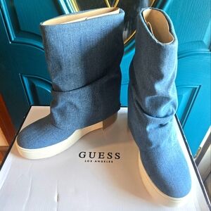 New Guess Guinna Denim Ankle Boots Size 8 M Women's